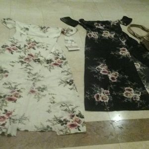 2 Flower Print Romantic Dresses Size L